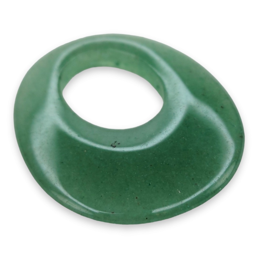 Vintage Jade Pendant Jade Green Polished Circular Teardrop Disc Stone